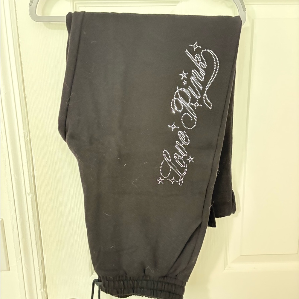 ‼️SOLD‼️ PINK Victoria's Secret Black Rhinestone Script Joggers